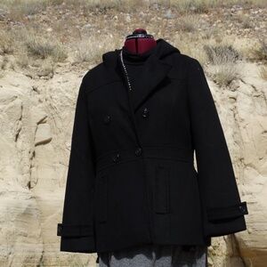 Metaphor Women’s Double Breasted Pea Coat With Hood
